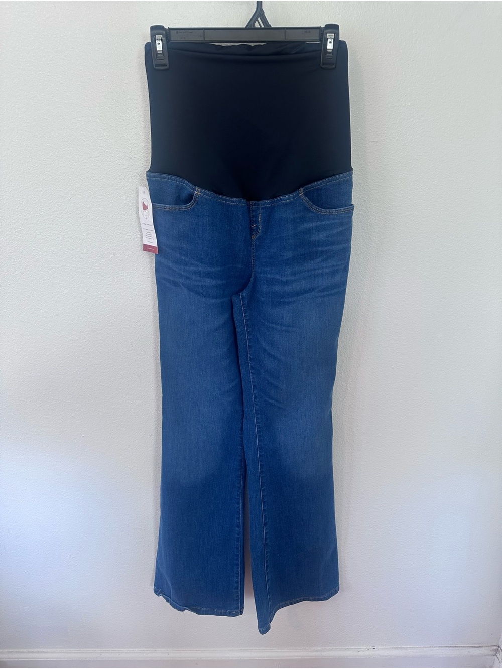 Maternity Dark Blue Denim Jeans with Black Belly Panel